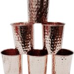 Copper Hammered Glass Tumbler Moscow Mules Water Drinking Glasses Water For Health benefits Ayurveda (300 ml) set of 6